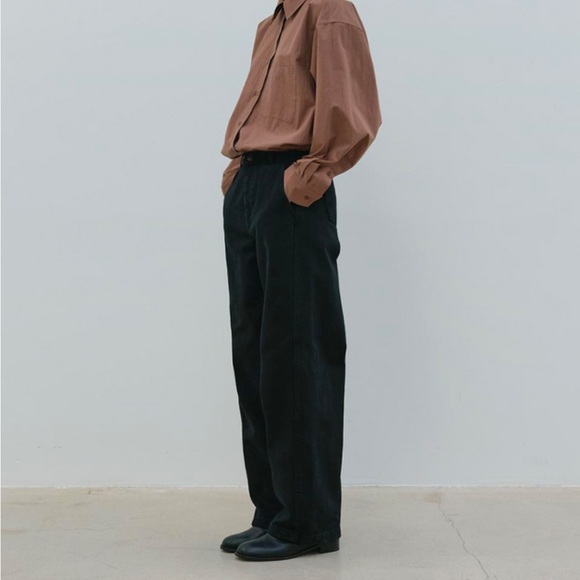 NWT Moia curved dyed denim black wide leg pant size S - Picture 1 of 16